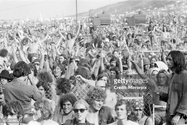 Crowds at the Isle of Wight pop festival, 30th August 1970.