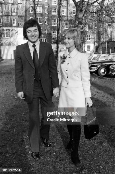 The wedding of Tony Blackburn and Tessa Wyatt at Caxton Hall, London, 2nd March 1972.