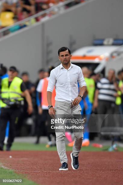 S head coach Nicolae Dica during UEFA Europa League Second Qualifying Round 2st leg match between FCSB and NK Rudar Velenje at National Arena, in...