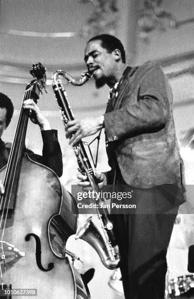 American jazz saxophonist Eric Dolphy performing at Odd Fellow Palaeet Copenhagen Denmark 1964.