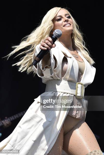 Bebe Rexha performs during Lollapalooza 2018 at Grant Park on August 3, 2018 in Chicago, Illinois.