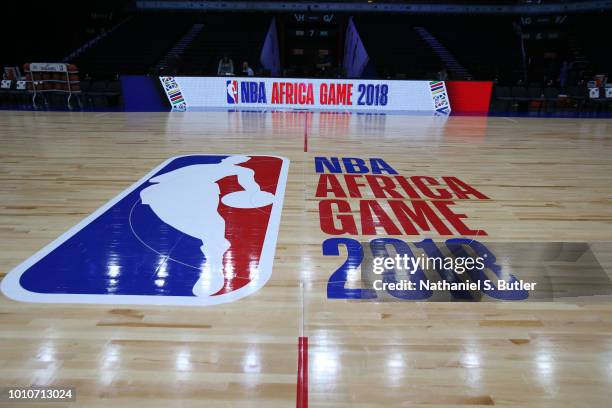 View of the court during practice prior to the NBA Africa Game 2018 as part of the Basketball Without Boarders Africa program on August 4, 2018 at...