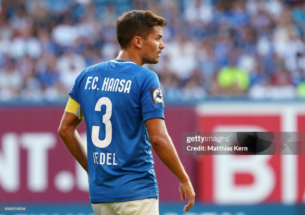 Julian Riedel of Rostock looks on during the 3.Liga match between FC ...