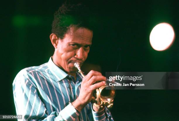 American jazz trumpeter Don Cherry performing at Jazzhouse Montmartre Copenhagen Denmark July 1987.