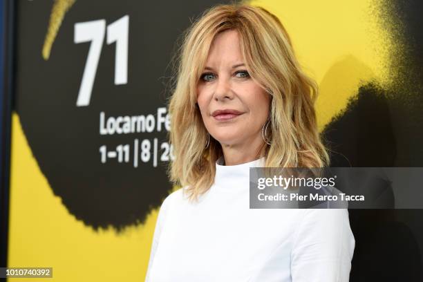 Actress, Meg Ryan attends a conversation with the public during the 71st Locarno Film Festival on August 4, 2018 in Locarno, Switzerland.