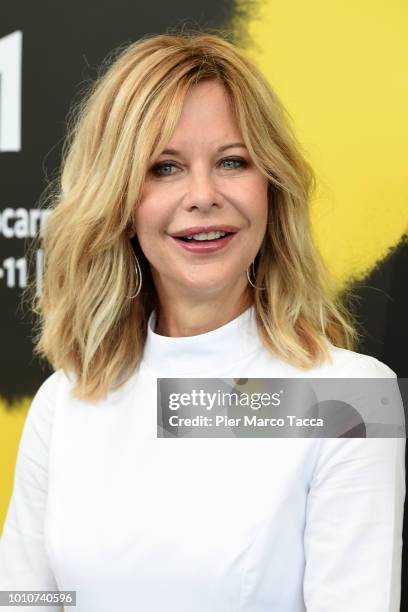 Actress, Meg Ryan attends a conversation with the public during the 71st Locarno Film Festival on August 4, 2018 in Locarno, Switzerland.