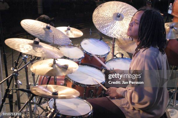 American jazz drummer Terri Lyne Carrington performing in Copenhagen Denmark July 2003.