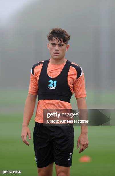 Swansea City's Daniel James in action during the Swansea City Training Session at The Fairwood Training Ground on August 02, 2018 in Swansea, Wales.