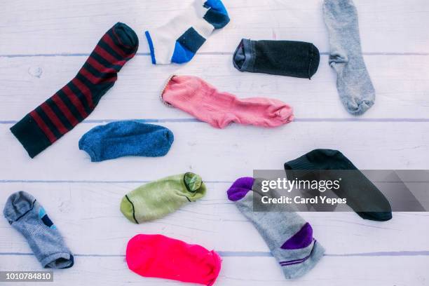 diferents socks top view - socks isolated stock pictures, royalty-free photos & images