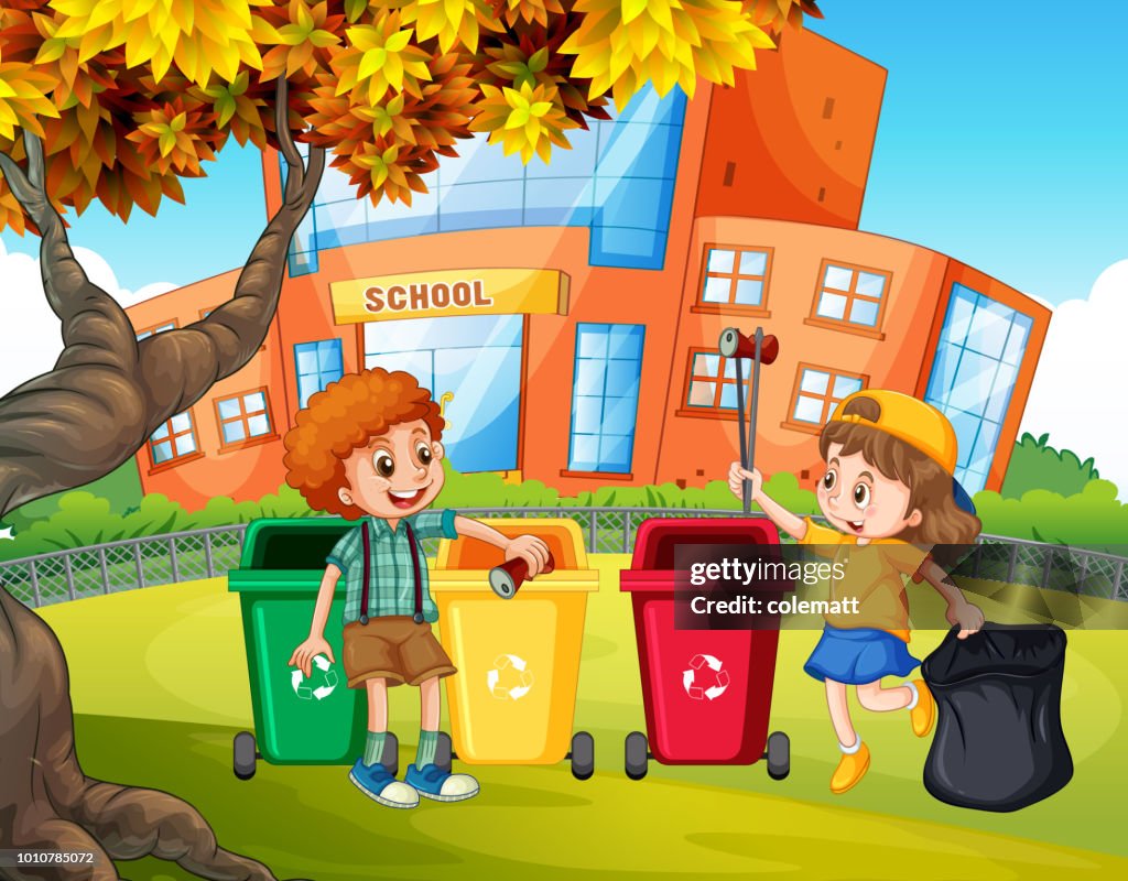 Sort Out Student Students Sorting The Trash High-Res Vector Graphic - Getty Images