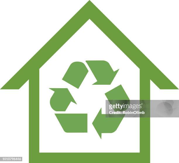 grüne recycling-haus-symbol - robinolimb heart stock-grafiken, -clipart, -cartoons und -symbole