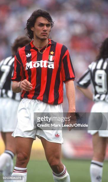 April 1993 - Udine - Serie A Calcio - Udinese v AC Milan - Paolo Maldini of Milan -