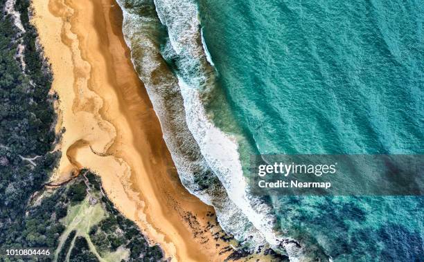 aerial view of beach and ocean. victoria, australia - victoria australia ストックフォトと画像