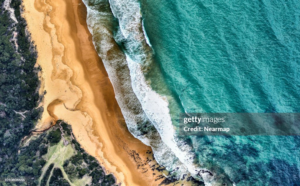 Aerial view of beach and ocean. Victoria, Australia