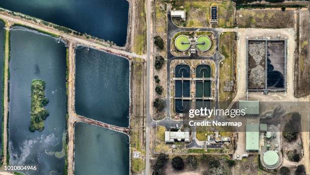 aerial view of water treatment facility. victoria, australia - victoria aerial stock pictures, royalty-free photos & images