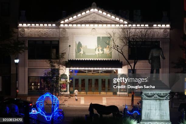 theater entrance at hilbert circle theatre, indianapolis, indiana, usa - indianapolis circle stock pictures, royalty-free photos & images