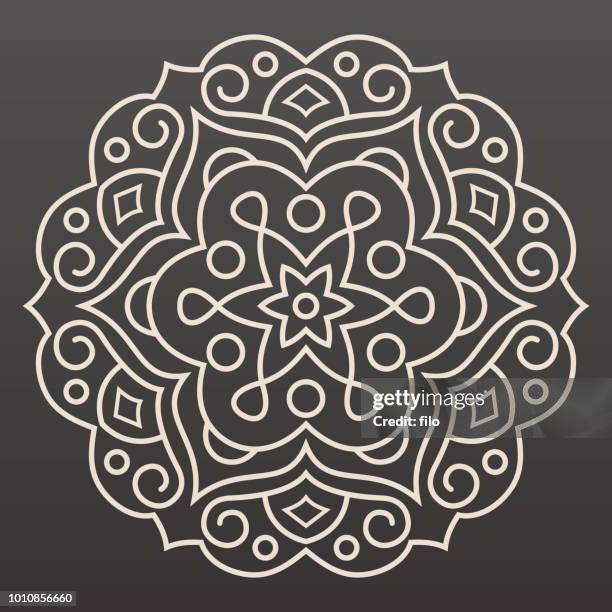 ilustraciones, imágenes clip art, dibujos animados e iconos de stock de ilustración de línea mandala - mandala