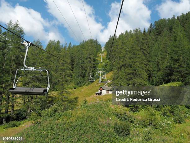 view from the chairlift from bosco gurin to grossalp, switzerland - ski lift summer stock pictures, royalty-free photos & images