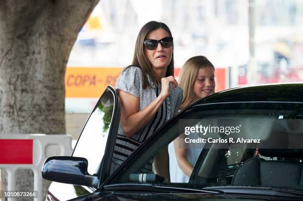 Queen Letizia of Spain and Princess Sofia of Spain visit the Royal Nautic Club the last day of the 37th Copa del Rey Mapfre sailing cup on August 4,...