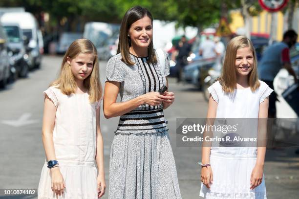 Princess Leonor of Spain , Princess Sofia of Spain and Queen Letizia of Spain visit the Royal Nautic Club the last day of the 37th Copa del Rey...
