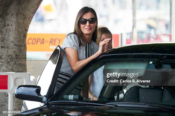 Queen Letizia of Spain and Princess Sofia of Spain visit the Royal Nautic Club the last day of the 37th Copa del Rey Mapfre sailing cup on August 4,...