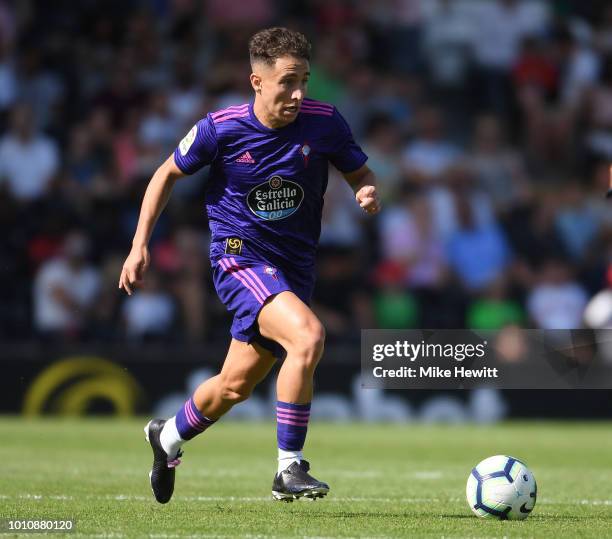 Emre Mor of Celta Vigo in action during a Pre-Season Friendly between Fulham and Celta Vigo at Craven Cottage on August 4, 2018 in London, England.