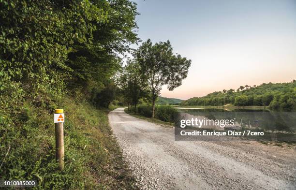 moutain bike path through valojoulx forest, dordogne - riva del lago foto e immagini stock