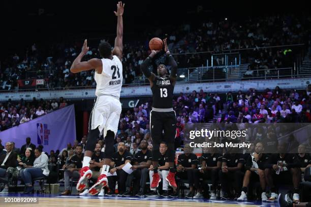 Cheick Diallo of Team Africa shoots the ball against Team World during the 2018 NBA Africa Game as part of the Basketball Without Borders Africa on...