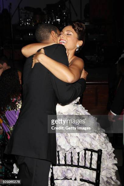 Swizz Beatz and Alicia Keys attend the Keep A Child Alive Black Ball at held at St John's, Smith Square on May 27, 2010 in London, England.