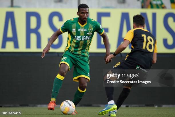 Dion Malone of ADO Den Haag, Alex Menendez of Aris Thessaloniki during the Club Friendly match between ADO Den Haag v Aris Saloniki at the Cars Jeans...