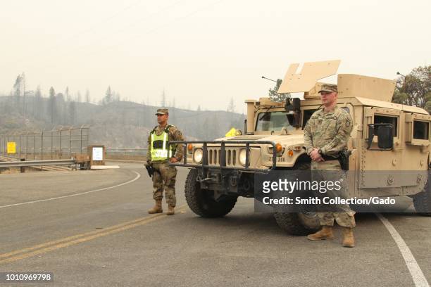 Sgt Jesus Valencia and Spc Cameron Hodges of the California Army National Guard's 270th Military Police Company, 185th Military Police Battalion,...