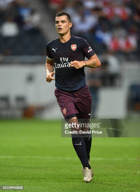 Granit Xhaka of Arsenal during the Pre-season friendly between Arsenal and SS Lazzio on August 4, 2018 in Stockholm, Sweden.