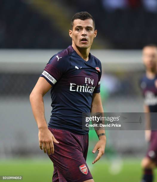 Granit Xhaka of Arsenal during the Pre-season friendly between Arsenal and SS Lazzio on August 4, 2018 in Stockholm, Sweden.