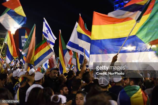 Israeli Druze attentd a Druze-led rally to protest against the 'Jewish Nation-State law' in Rabin Square, Tel Aviv on Aug. 04, 2018. Tens of...