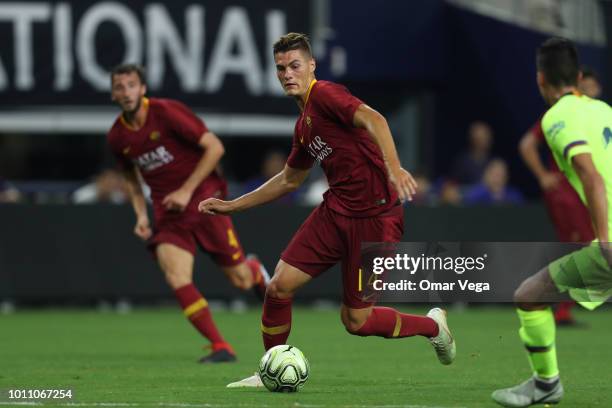 Patrick Schick of AS Roma controls the ball during a match between FC Barcelona and AS Roma as part of International Champions Cup 2018 at AT&T...