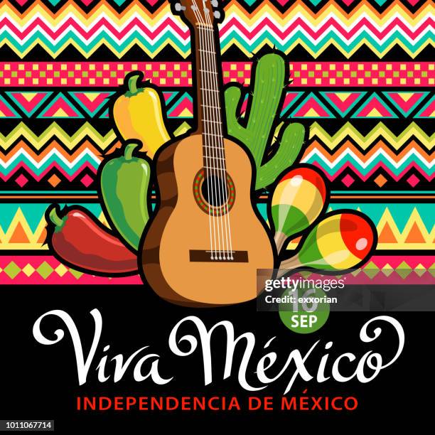 viva mexico independence day celebration - aztec stock illustrations