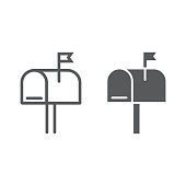 Mail box line and glyph icon, letter and post, mailbox sign, vector graphics, a linear pattern on a white background, eps 10.