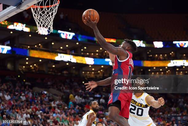 Nate Robinson of Tri-State and Ryan Hollins of Killer 3s in action during week 7 of the BIG3 basketball league on August 3 at TD Garden in Boston,...