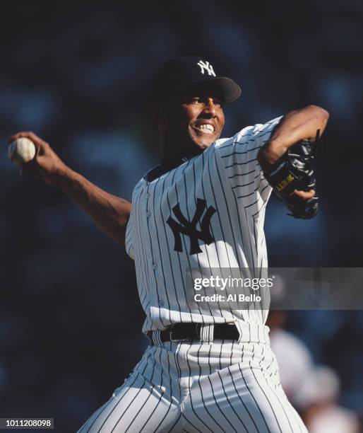 Pitcher Mariano Rivera of the New York Yankees during the Major League Baseball American League East game against the Cleveland Indians on 29 June...