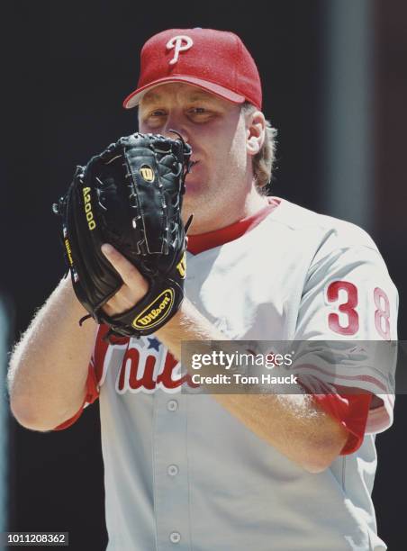 Curt Schilling pitcher for the Philadelphia Phillies during the Major League Baseball National League West game against the San Francisco Giants on...