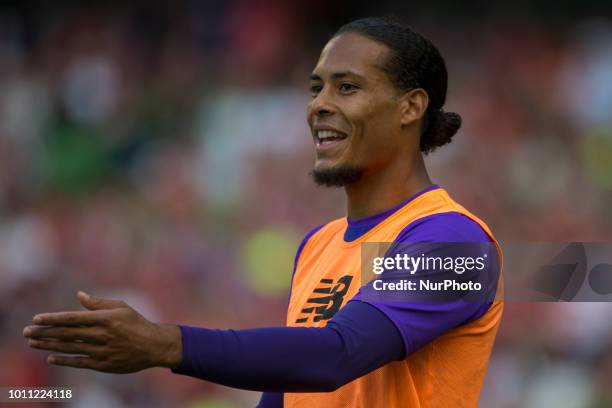 Virgil van Dijk of Liverpool during the International Club Friendly match between Liverpool FC and SSC Napoli at Aviva Stadium in Dublin, Ireland on...