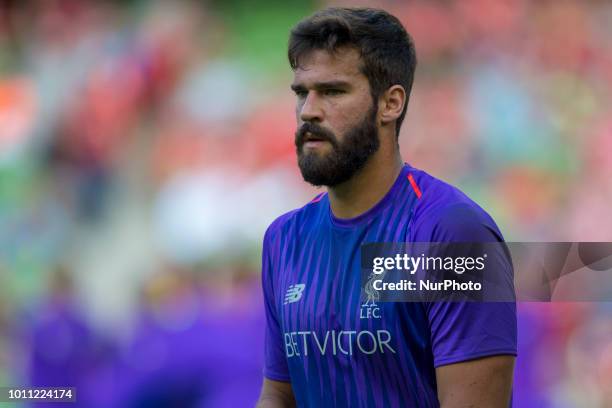 Alisson Becker of Liverpool during the International Club Friendly match between Liverpool FC and SSC Napoli at Aviva Stadium in Dublin, Ireland on...