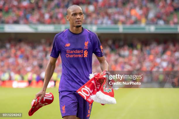 Fabinho of Liverpool during the International Club Friendly match between Liverpool FC and SSC Napoli at Aviva Stadium in Dublin, Ireland on August...