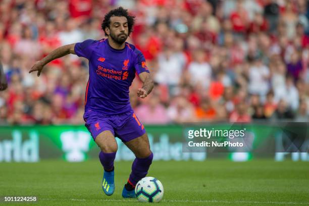 Mohamed Salah of Liverpool in action during the International Club Friendly match between Liverpool FC and SSC Napoli at Aviva Stadium in Dublin,...