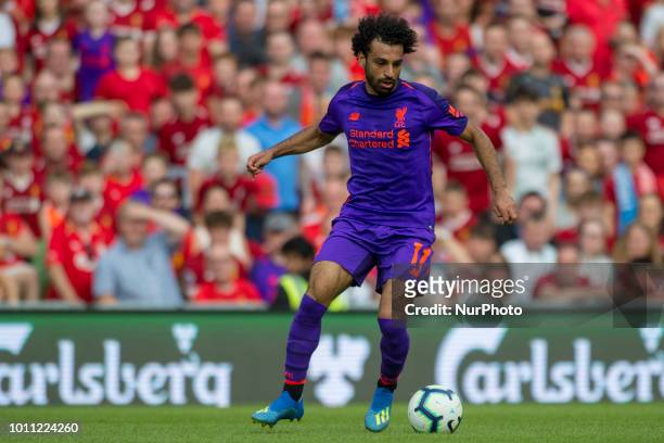 Mohamed Salah of Liverpool in action during the International Club Friendly match between Liverpool FC and SSC Napoli at Aviva Stadium in Dublin,...