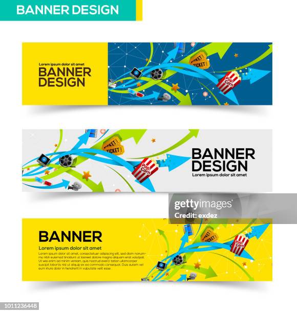 movie banner design - popcorn background stock illustrations
