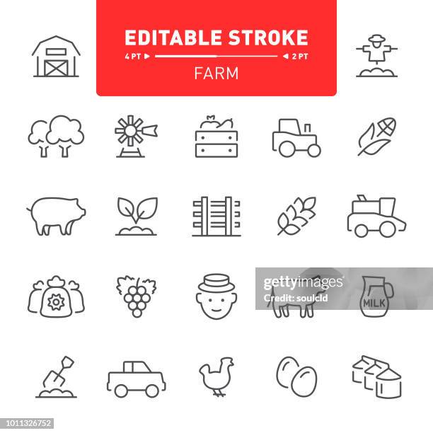 ilustraciones, imágenes clip art, dibujos animados e iconos de stock de iconos de la agricultura y la agricultura - establo