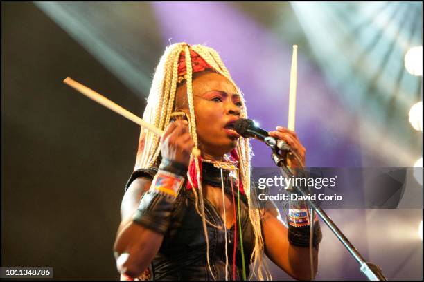 Dobet Gnahore performing at the Siam Tent at Womad, Charlton Park, Malmesbury, Wiltshire, UK on 28 July 2018.