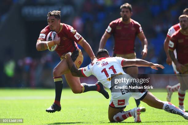 Tony Gigot of Catalans Dragons in action during the Ladbrokes Challenge Cup Semi Final match between St Helens and Catalans Dragons at Macron Stadium...