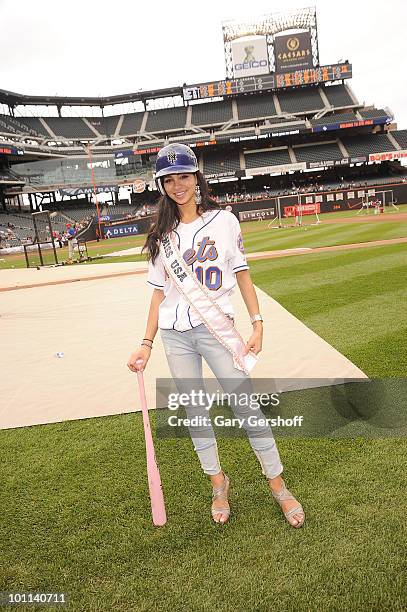 Miss USA Rima Fakih visits Citi Field on May 27, 2010 in the Queens Borough of New York City.